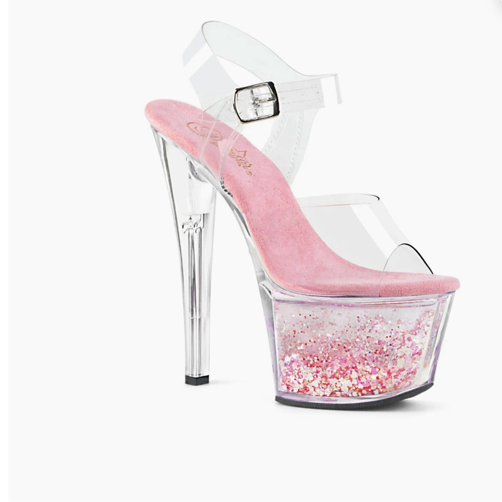 Pleasure heels with glitter water at bottom